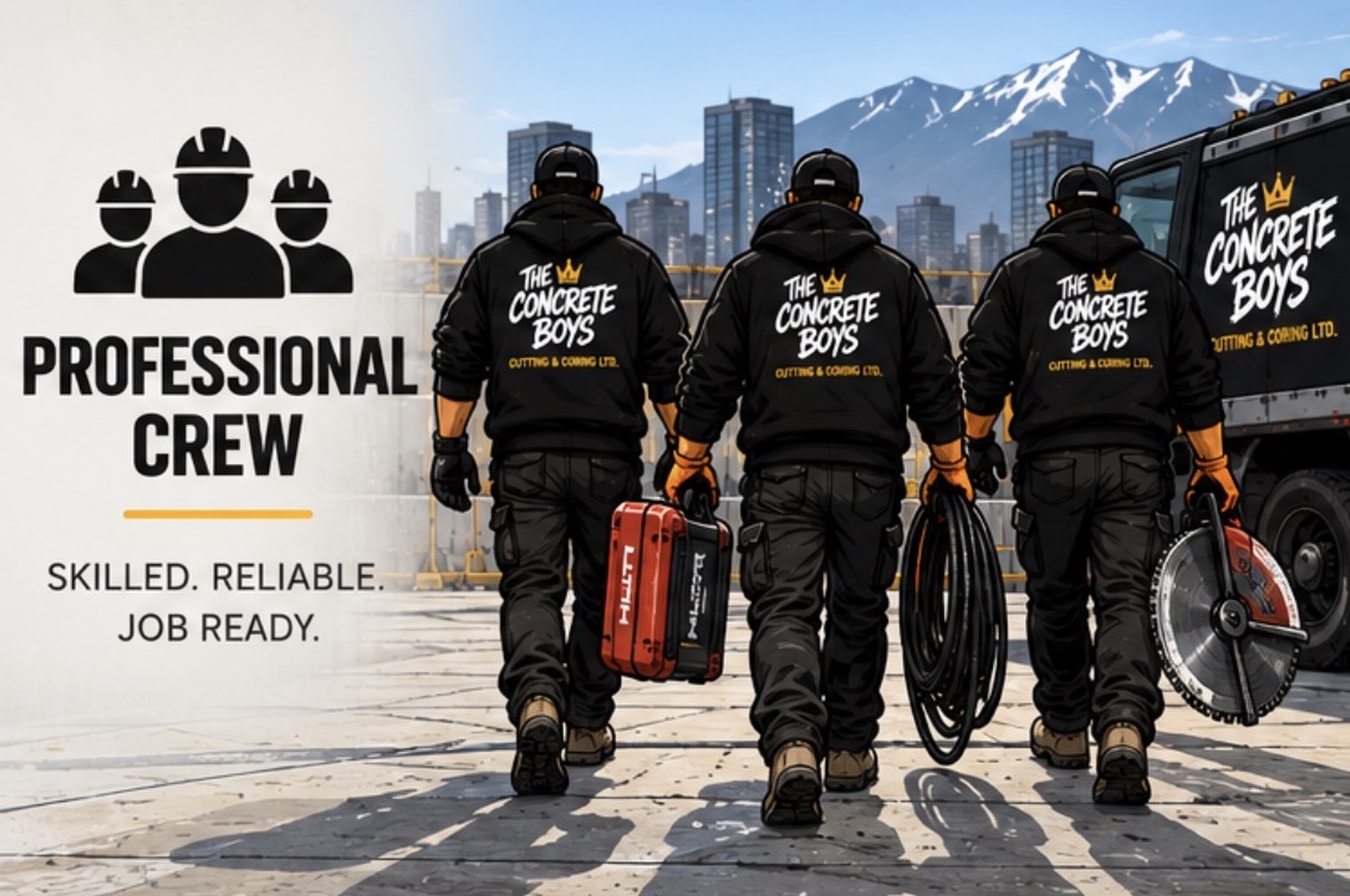 Professional concrete cutting crew